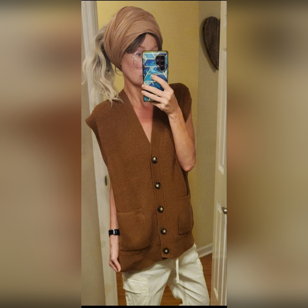 Zara Sleeveless Sweater Tank Vest With Pockets